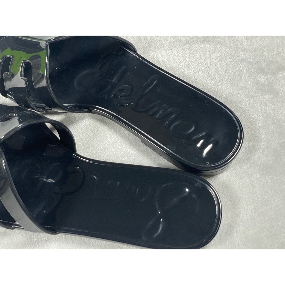 Sam Edelman Bay Jelly Slide Sandals Women's US 8 Black Jelly Logo Slip On Slides - Picture 9 of 14